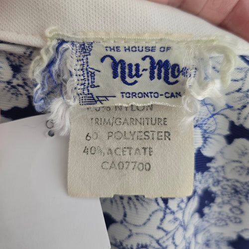 Vintage 70s Nu-Mode Blue White Floral Maxi Dress with Matching Bolero Jacket - Size S-M
