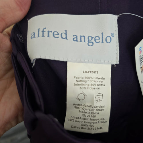 Alfred Angelo Purple Satin Strapless Formal Gown Bridesmaid Dress - Size L-XL