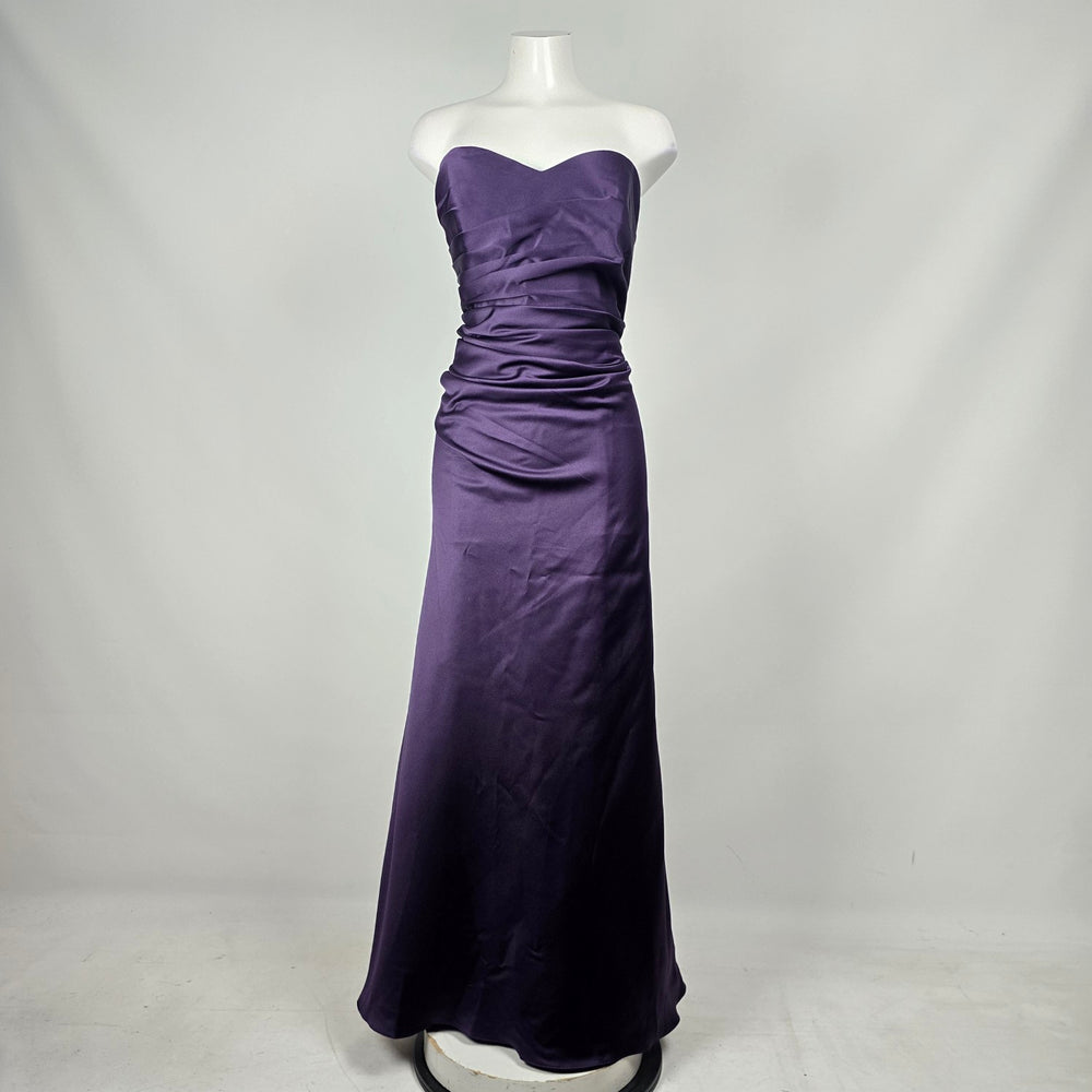 Alfred Angelo Purple Satin Strapless Formal Gown Bridesmaid Dress - Size L-XL