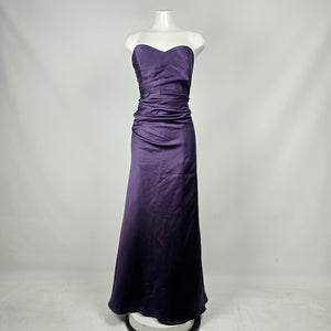 Alfred Angelo Purple Satin Strapless Formal Gown Bridesmaid Dress - Size L-XL
