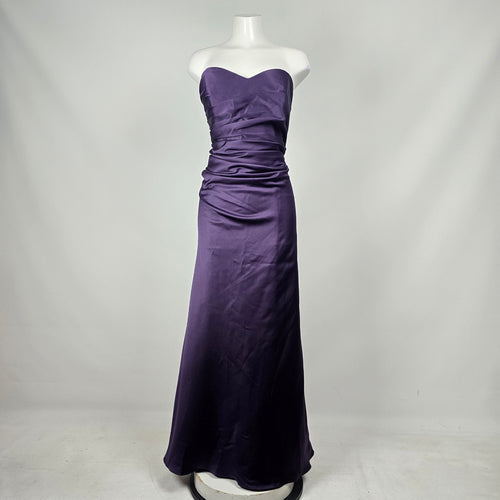 Alfred Angelo Purple Satin Strapless Formal Gown Bridesmaid Dress - Size L-XL