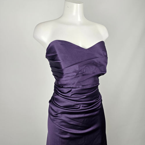 Alfred Angelo Purple Satin Strapless Formal Gown Bridesmaid Dress - Size L-XL