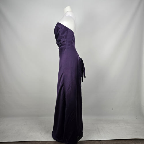 Alfred Angelo Purple Satin Strapless Formal Gown Bridesmaid Dress - Size L-XL