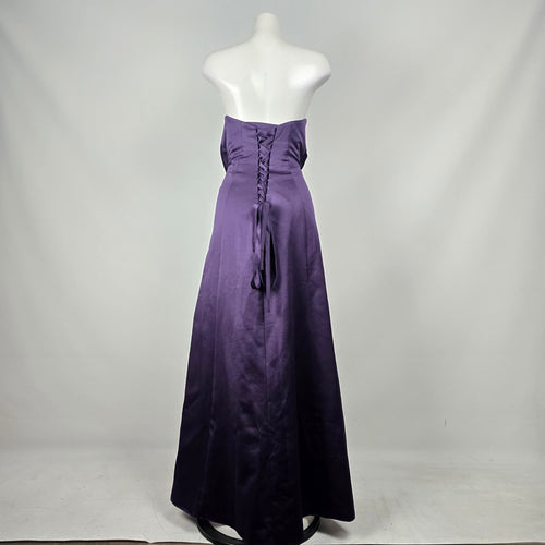 Alfred Angelo Purple Satin Strapless Formal Gown Bridesmaid Dress - Size L-XL