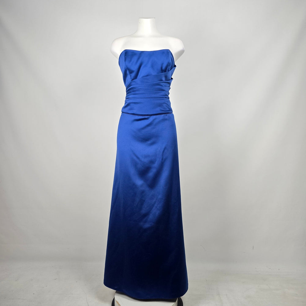 Madison Collection Royal Blue Satin Strapless Formal Gown Evening Dress - Size L-XL