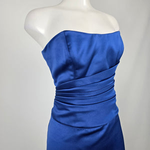 Madison Collection Royal Blue Satin Strapless Formal Gown Evening Dress - Size L-XL