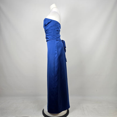 Madison Collection Royal Blue Satin Strapless Formal Gown Evening Dress - Size L-XL