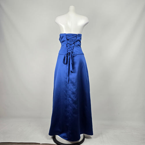 Madison Collection Royal Blue Satin Strapless Formal Gown Evening Dress - Size L-XL