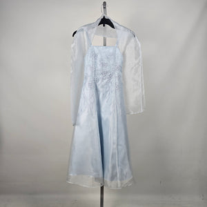 Vintage Jessie Light Blue Floral Embroidered Formal Dress Girls Size 8 NWT