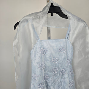 Vintage Jessie Light Blue Floral Embroidered Formal Dress Girls Size 8 NWT