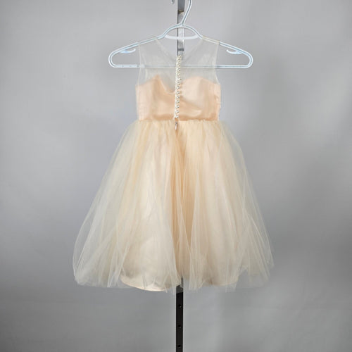 Miama Girls Ivory Lace Tulle Flower Girl Formal Dress Pearl Back -  Size 5