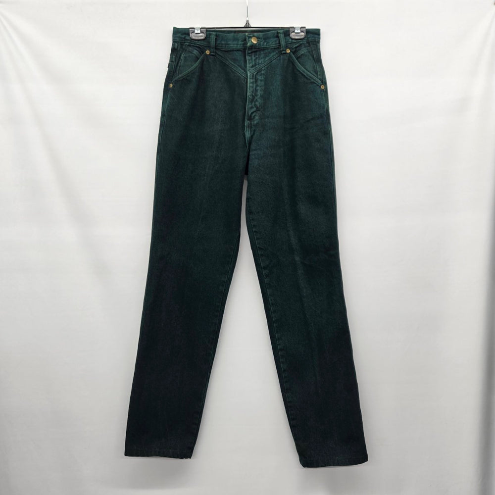 Wrangler SilverLake Vintage High Rise Jeans Dark Green Straight Leg - Size 14/36