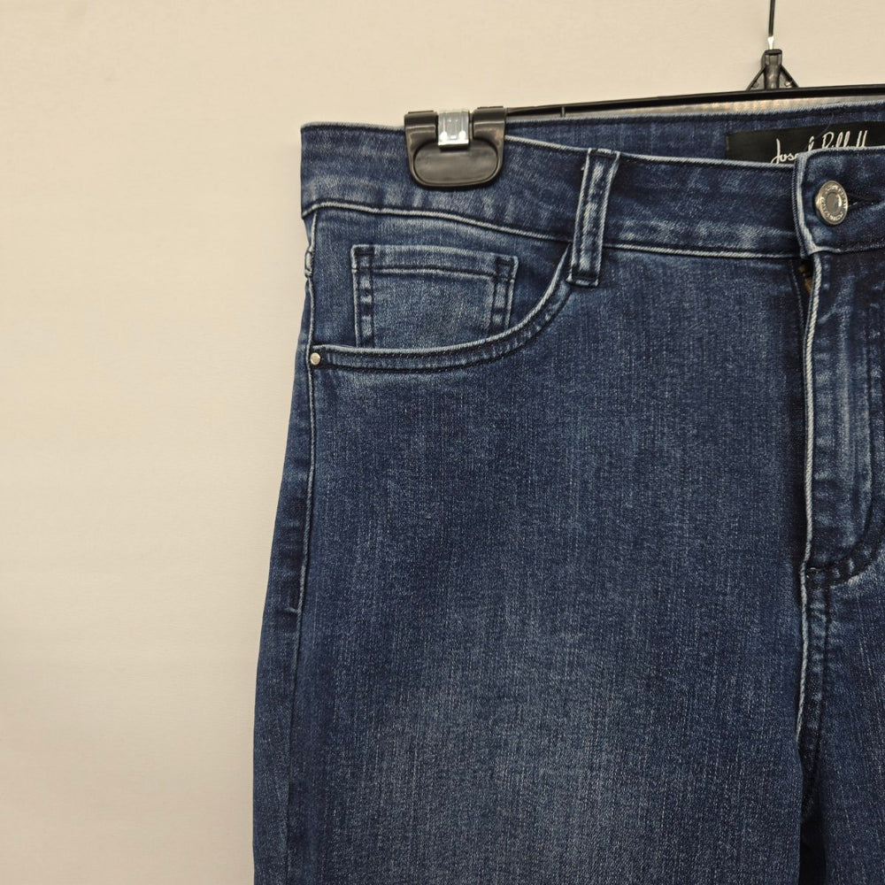 Joseph Ribkoff Ankle Grommet Rhinestone Detail Stretch Dark Wash Jeans Size 10