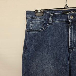 Joseph Ribkoff Ankle Grommet Rhinestone Detail Stretch Dark Wash Jeans Size 10