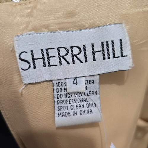 Sherri Hill Women’s Gold Sequin Off-Shoulder Mermaid Gown Size 4
