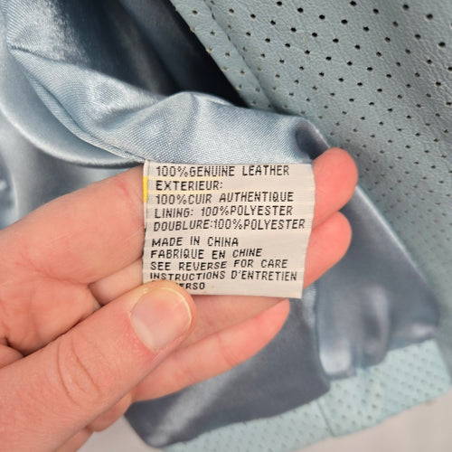 Guillaume Women’s Light Blue Perforated Leather Jacket - Size 1X