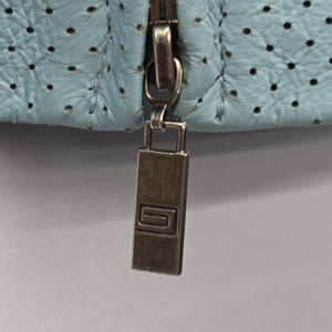 Guillaume Women’s Light Blue Perforated Leather Jacket - Size 1X