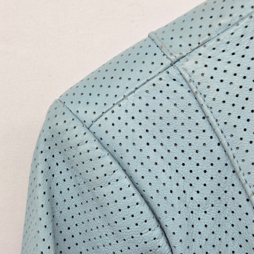 Guillaume Women’s Light Blue Perforated Leather Jacket - Size 1X