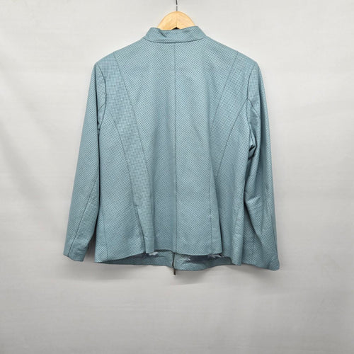 Guillaume Women’s Light Blue Perforated Leather Jacket - Size 1X