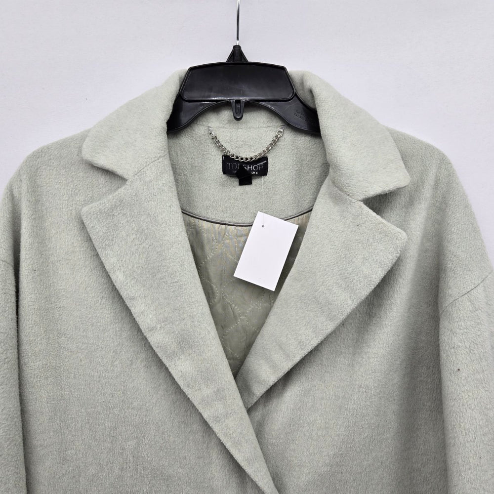 Topshop Sage Green Long Coat Size 2