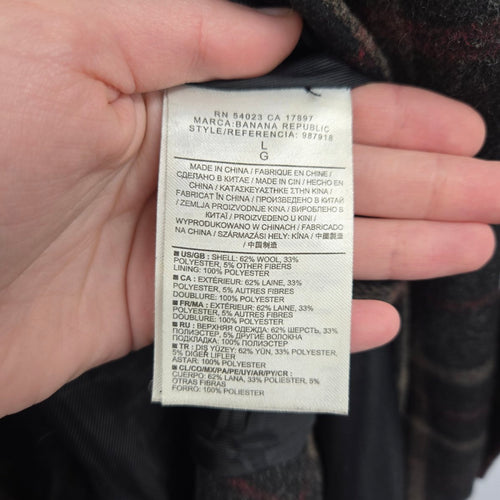 Banana Republicp Plaid Wool Blend Cape Jacket Size L
