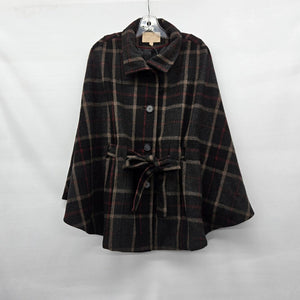 Banana Republicp Plaid Wool Blend Cape Jacket Size L