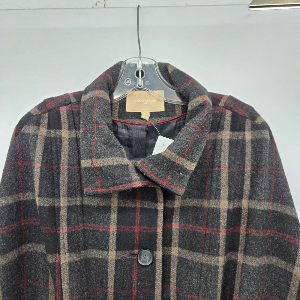Banana Republicp Plaid Wool Blend Cape Jacket Size L