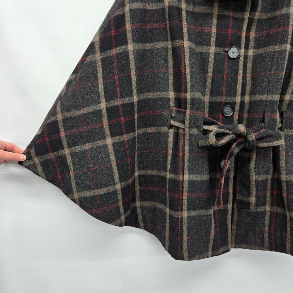 Banana Republicp Plaid Wool Blend Cape Jacket Size L