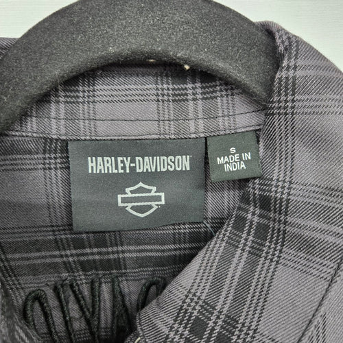 Harley-Davidson Gray Black Plaid Button-Up Shirt Size S
