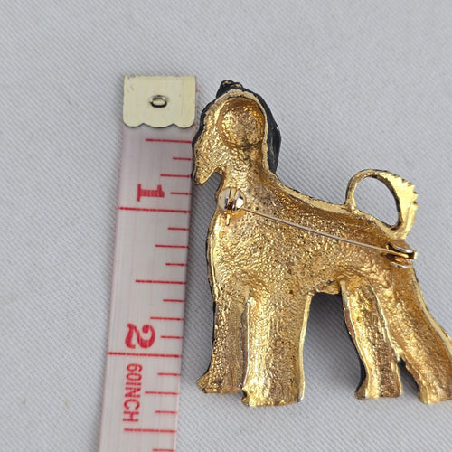 Vintage Black Enamel Afghan Hound Dog Brooch
