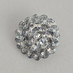Vintage Silver Tone Clear Crystal Floral Cluster Brooch