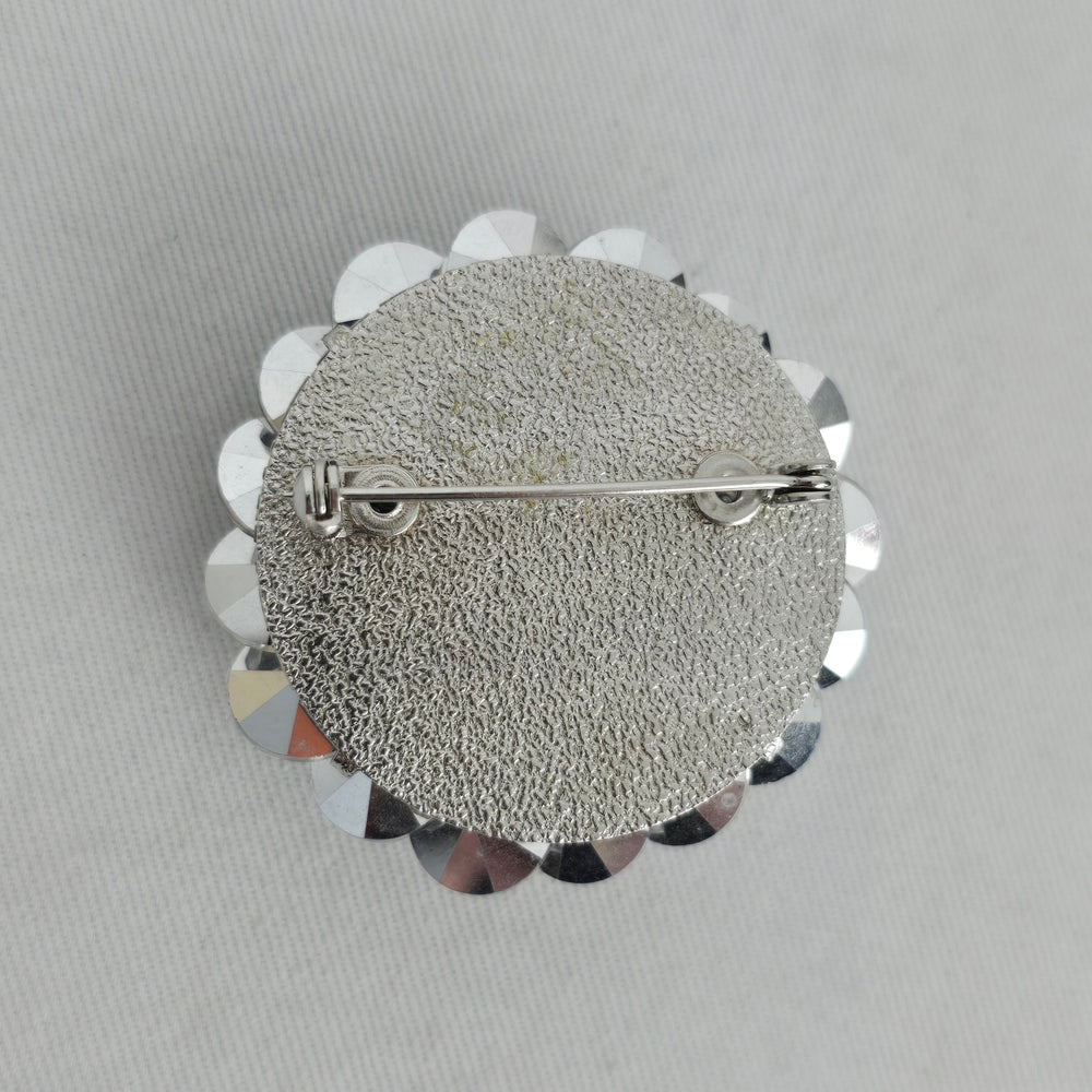Vintage Silver Tone Clear Crystal Floral Cluster Brooch