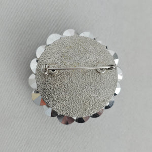 Vintage Silver Tone Clear Crystal Floral Cluster Brooch