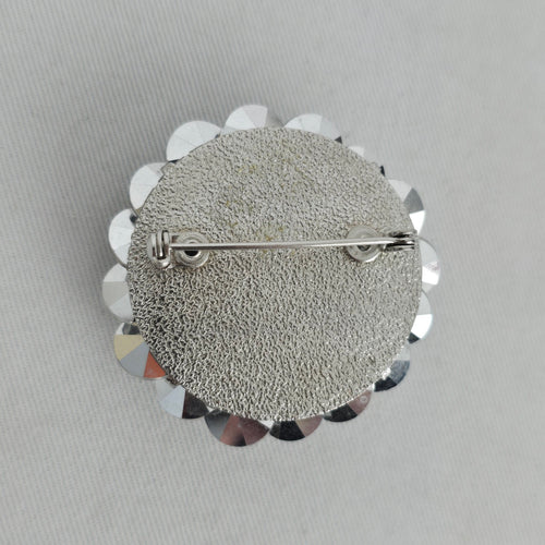 Vintage Silver Tone Clear Crystal Floral Cluster Brooch