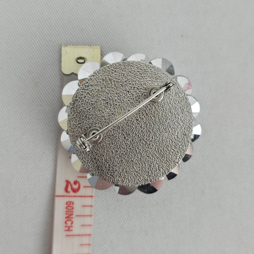 Vintage Silver Tone Clear Crystal Floral Cluster Brooch