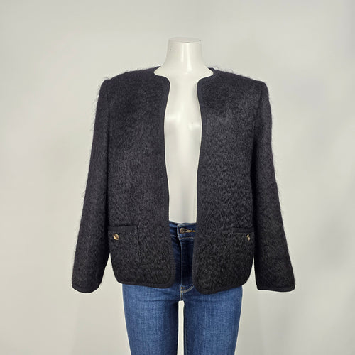 Vintage Rannoch Designs Black Wool Mohair Jacket Size 12