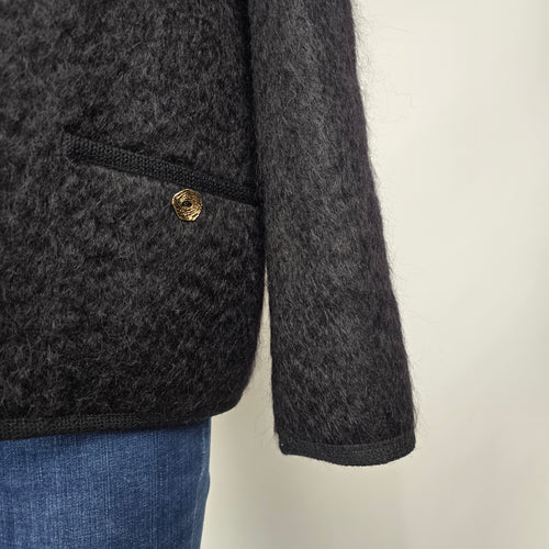 Vintage Rannoch Designs Black Wool Mohair Jacket Size 12