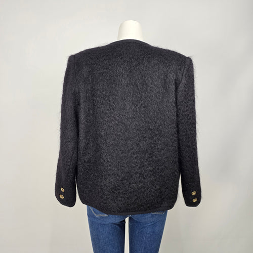 Vintage Rannoch Designs Black Wool Mohair Jacket Size 12