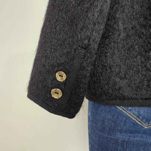 Vintage Rannoch Designs Black Wool Mohair Jacket Size 12