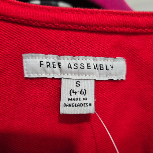 Free Assembly Red Cropped Oversize Denim Jacket Size S