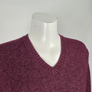 Vintage Black Brown 1826 Burgundy V-Neck Sweater Size M