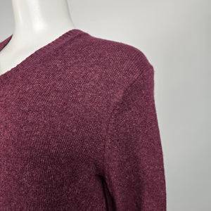 Vintage Black Brown 1826 Burgundy V-Neck Sweater Size M