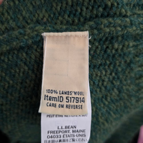 L.L. Bean Katahdin Logo Ragg Wool Sweater Forest Green Crewneck Size S