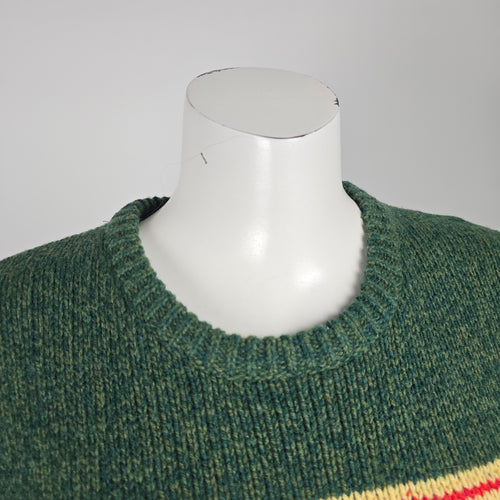 L.L. Bean Katahdin Logo Ragg Wool Sweater Forest Green Crewneck Size S