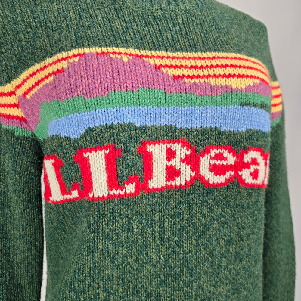 L.L. Bean Katahdin Logo Ragg Wool Sweater Forest Green Crewneck Size S