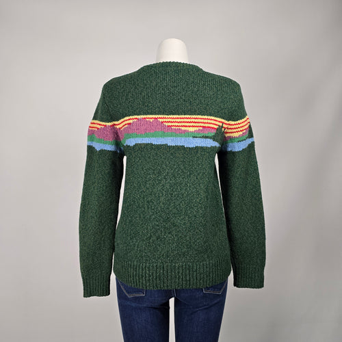 L.L. Bean Katahdin Logo Ragg Wool Sweater Forest Green Crewneck Size S