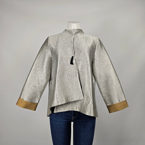 Vintage Patchington Silver Metallic Pleated Jacket Size M