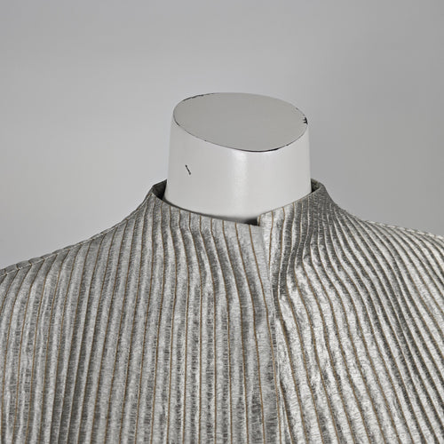 Vintage Patchington Silver Metallic Pleated Jacket Size M