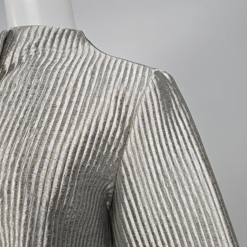 Vintage Patchington Silver Metallic Pleated Jacket Size M