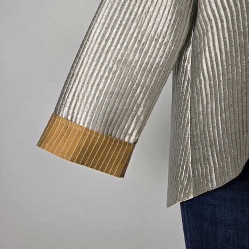 Vintage Patchington Silver Metallic Pleated Jacket Size M